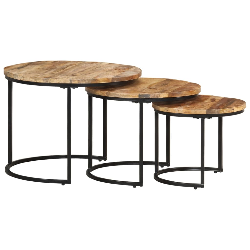Nesting Tables 3 pcs Rough Mango Wood